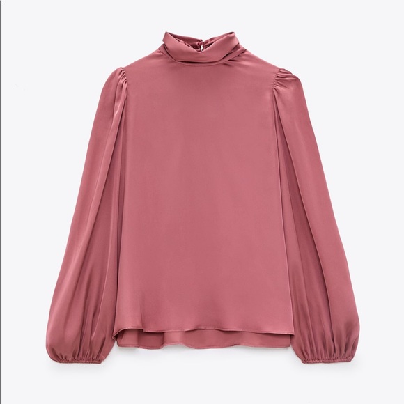 *NWT* Zara Ruched Satin Effect Shirt - Picture 1 of 4